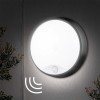 LED Wandlamp met Sensor - Kozolux Sorta - 20W 1600lm - Aanpasbare Lichtkleur 3in1 CCT - IP54 - Rond - Zwart