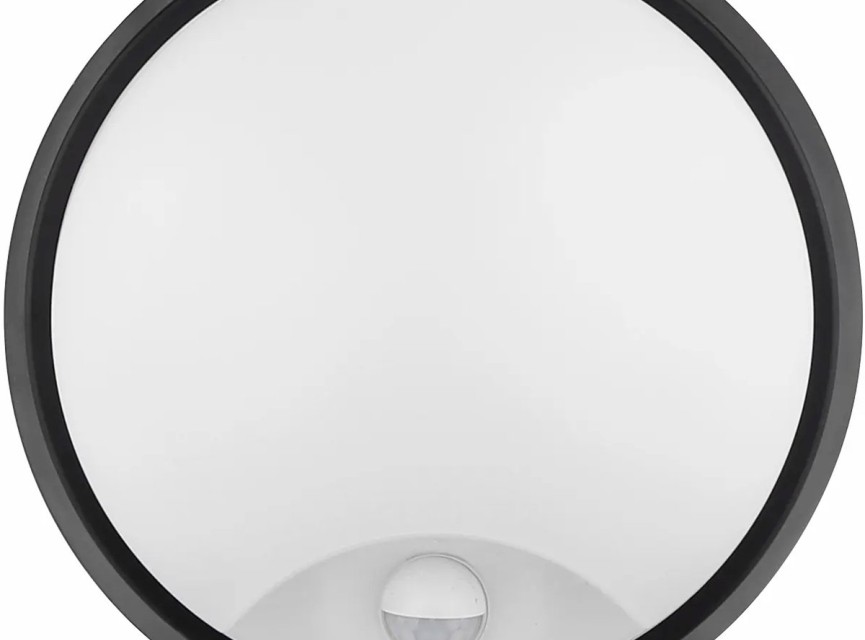 LED Wandlamp met Sensor - Kozolux Sorta - 20W 1600lm - Aanpasbare Lichtkleur 3in1 CCT - IP54 - Rond - Zwart