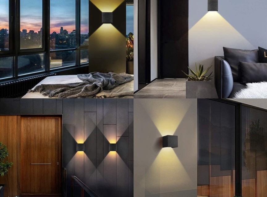 LED Wandlamp - Velvalux - Up & Down - 6W - Warm Wit 3000K - Instelbare Stralingshoek - Kubus - Zwart - Voor Buiten en Binnen - Waterdicht IP65