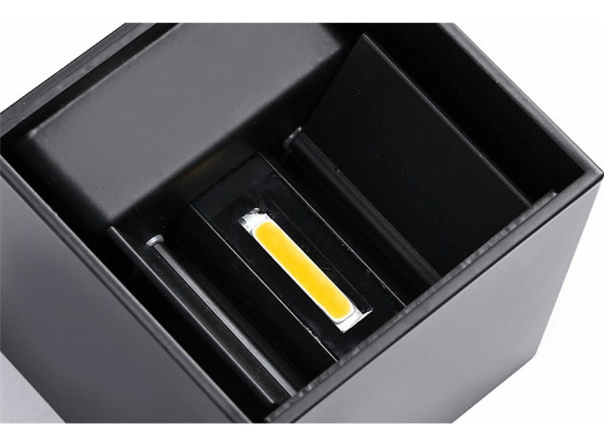 LED Wandlamp - Velvalux - Up & Down - 6W - Warm Wit 3000K - Instelbare Stralingshoek - Kubus - Zwart - Voor Buiten en Binnen - Waterdicht IP65