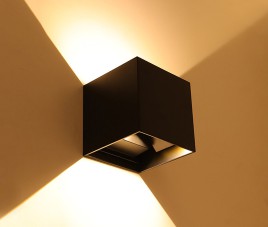 LED Wandlamp - Velvalux - Up & Down - 6W - Warm Wit 3000K - Instelbare Stralingshoek - Kubus - Zwart - Voor Buiten en Binnen - Waterdicht IP65