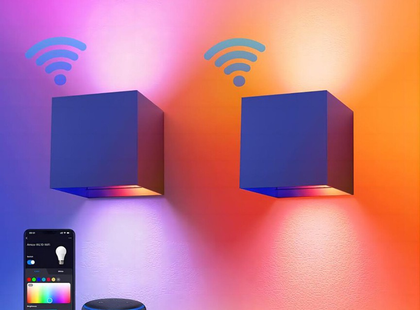 LED Wandlamp - Velvalux - Up & Down - 9W - Smart WiFi + Bluetooth - RGBW - Dimbaar - Instelbare Stralingshoek - Kubus - Zwart - Voor Buiten en Binnen - Waterdicht IP65
