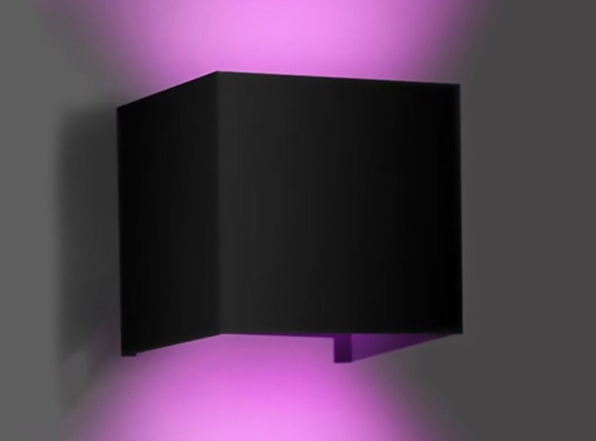 LED Wandlamp - Velvalux - Up & Down - 9W - Smart WiFi + Bluetooth - RGBW - Dimbaar - Instelbare Stralingshoek - Kubus - Zwart - Voor Buiten en Binnen - Waterdicht IP65