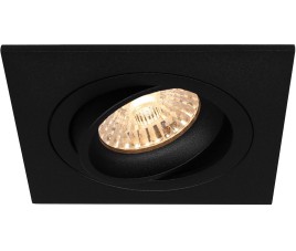 Spot Armatuur GU10 - Pragmi Borny Pro - GU10 Inbouwspot - Vierkant - Zwart - Aluminium - Kantelbaar - 92mm
