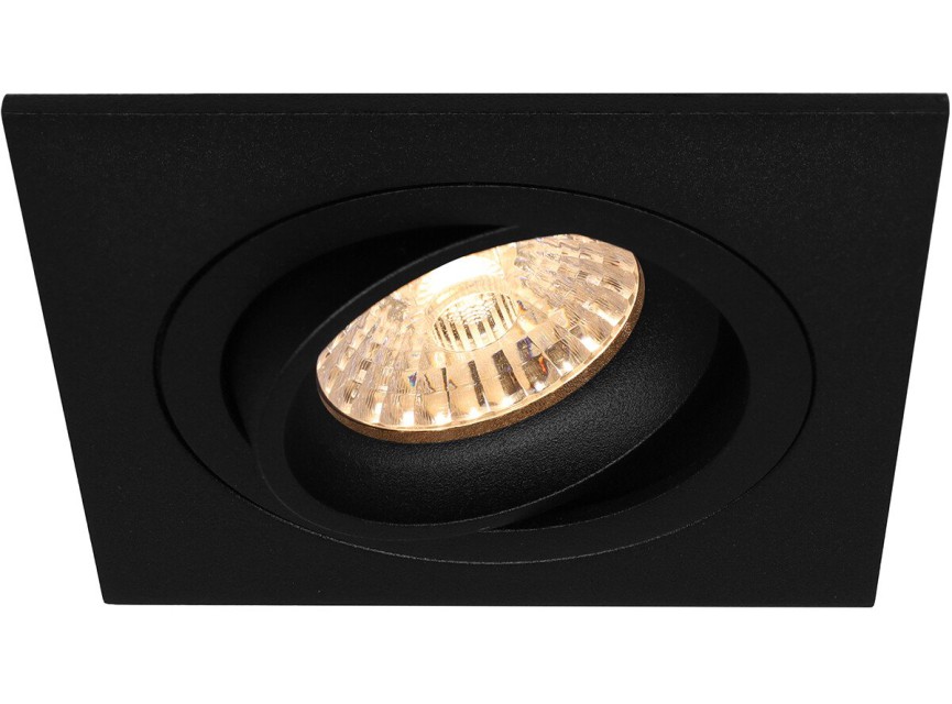 Spot Armatuur GU10 - Pragmi Borny Pro - GU10 Inbouwspot - Vierkant - Zwart - Aluminium - Kantelbaar - 92mm