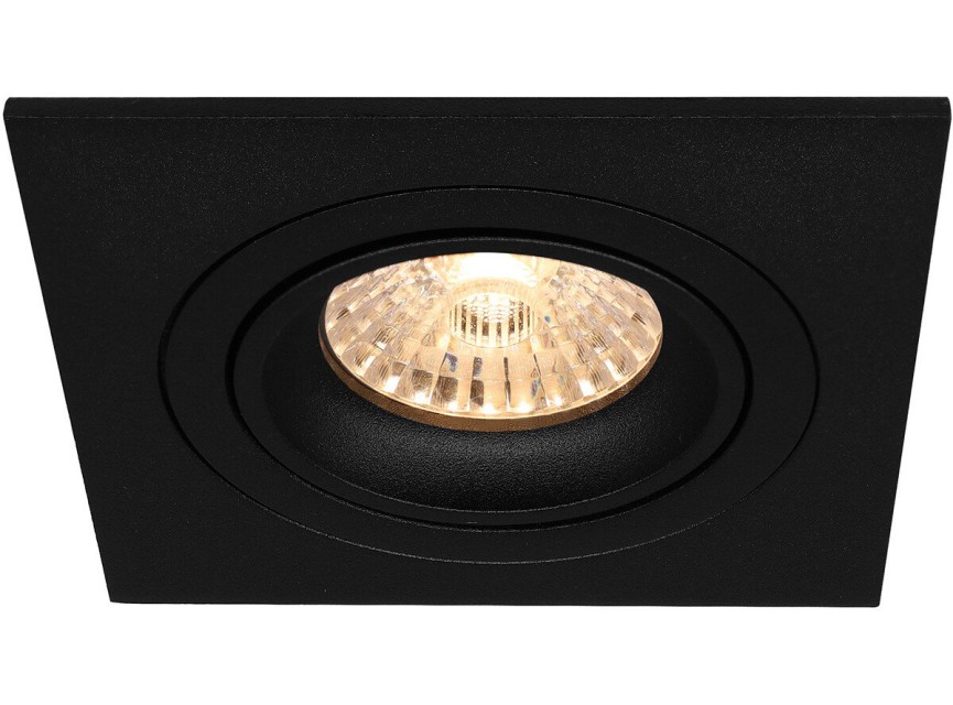 Spot Armatuur GU10 - Pragmi Borny Pro - GU10 Inbouwspot - Vierkant - Zwart - Aluminium - Kantelbaar - 92mm