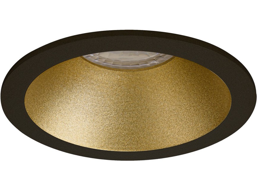 Spot Armatuur GU10 - Pragmi Pollon Pro - GU10 Inbouwspot - Rond - Zwart/Goud - Aluminium - Verdiept - Ø82mm