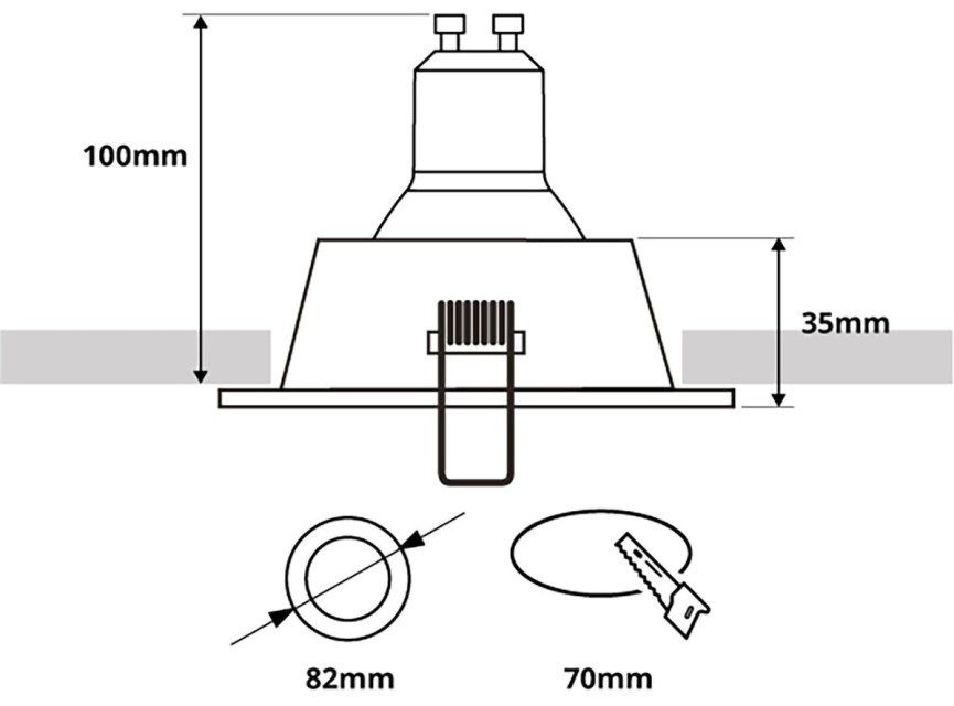 Spot Armatuur GU10 - Pragmi Pollon Pro - GU10 Inbouwspot - Rond - Zwart/Goud - Aluminium - Verdiept - Ø82mm