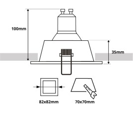 Spot Armatuur GU10 - Pragmi Pollon Pro - GU10 Inbouwspot - Vierkant - Goud - Aluminium - Verdiept - 82mm