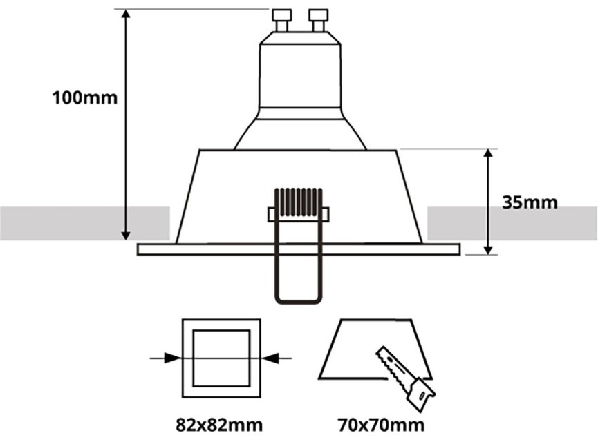 Spot Armatuur GU10 - Pragmi Pollon Pro - GU10 Inbouwspot - Vierkant - Goud - Aluminium - Verdiept - 82mm