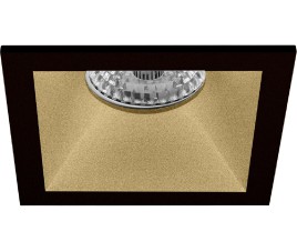 Spot Armatuur GU10 - Pragmi Pollon Pro - GU10 Inbouwspot - Vierkant - Zwart/Goud - Aluminium - Verdiept - 82mm