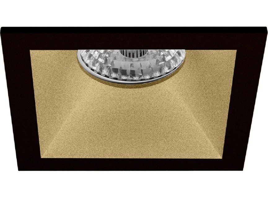 Spot Armatuur GU10 - Pragmi Pollon Pro - GU10 Inbouwspot - Vierkant - Zwart/Goud - Aluminium - Verdiept - 82mm