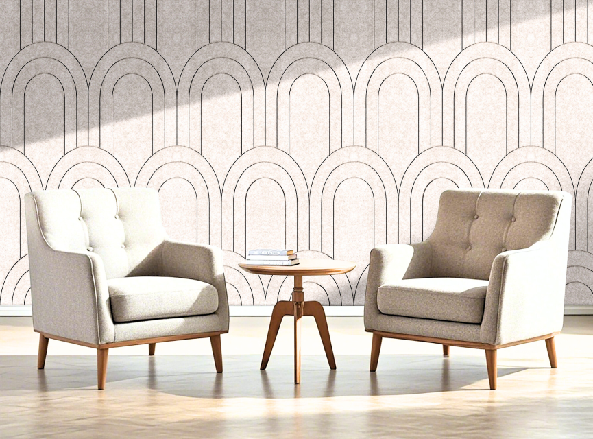 OPPIO Viltpaneel Beige - BAROK - 60x280 cm - Brandvertragend & Geluiddempend