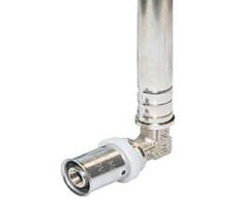 Aansluiting pers 16x2 - 15mm vernikkelde buis 30cm voor c.v. en sanitairaansluitingen