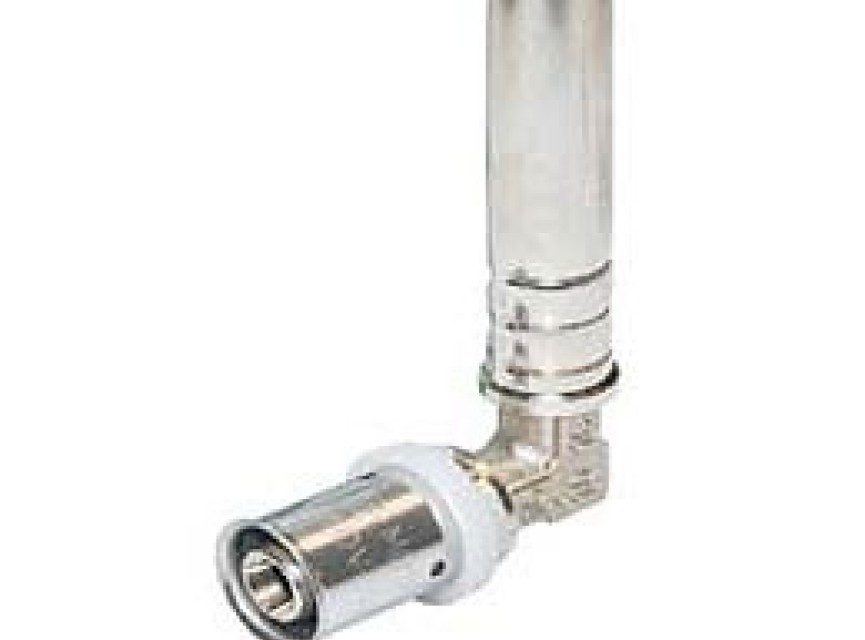 Aansluiting pers 16x2 - 15mm vernikkelde buis 30cm voor c.v. en sanitairaansluitingen