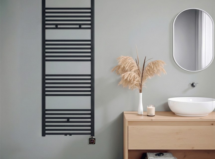 160x60 cm - Oppio Smart WiFi Mat Zwart elektrische handdoekradiator (Ral 9005)