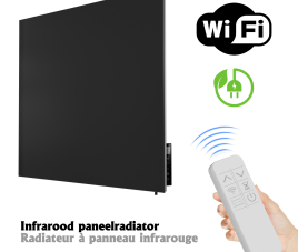 Oppio GlassHeat Pro Infrarood Paneelradiator 60x80cm - Zwart | Slim & Energiezuinig
