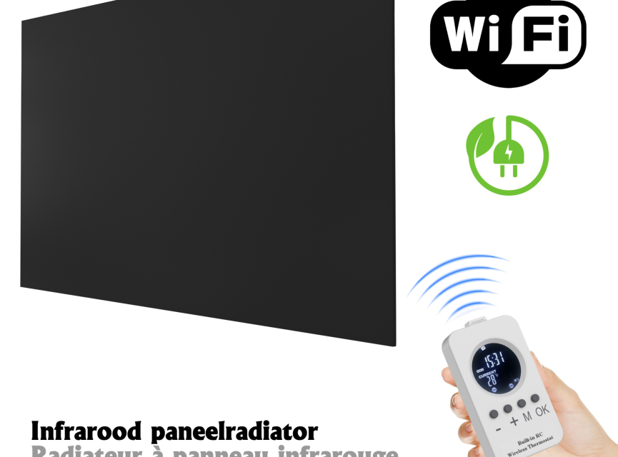 Oppio GlassHeat Pro Infrarood Paneelradiator 60x120 cm - Zwart | Slim & Energiezuinig