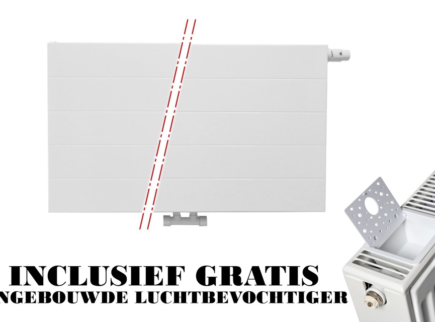 40x260 cm Type 22 - 4186 Watt - ECA Paneelradiator Compact 8 gegroefde voorzijde - Wit (Ral 9016)