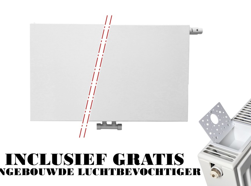 50x80 cm Type 22 - 1492 Watt - ECA Paneelradiator Compact 8 vlakke voorzijde - Wit (Ral 9016)