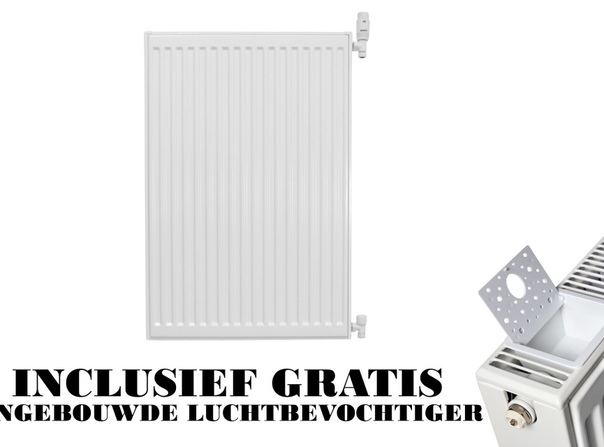90x100 cm Type 22 - 2934 Watt - Oppio Paneelradiator Compact 6 geribbelde voorzijde - Wit (Ral 9016)