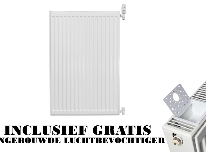 90x60 cm Type 22 - 1760 Watt - Oppio Paneelradiator Compact 6 vlakke voorzijde - Wit (Ral 9016)