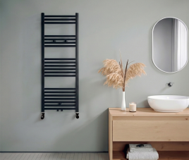 120x40 cm - 553 Watt - Oppio Handdoekradiator - Mat Zwart (Ral 9005)
