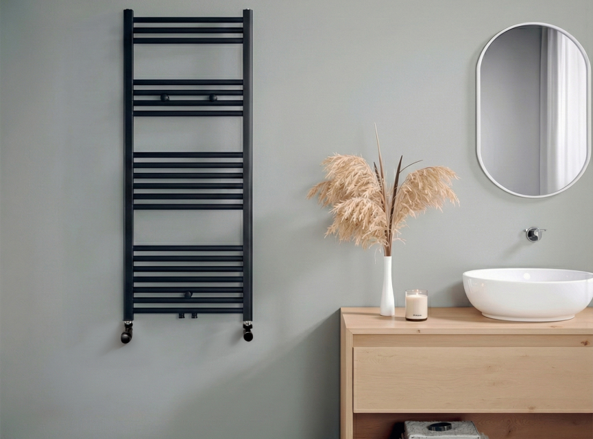 120x50 cm - 673 Watt - Oppio Handdoekradiator - Mat Zwart (Ral 9005)