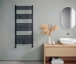 120x60 cm - 794 Watt - Oppio Handdoekradiator - Mat Zwart (Ral 9005)