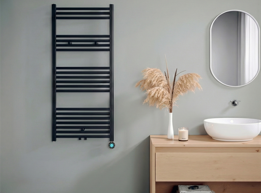 120x60 cm - Oppio Eco Digital Mat Zwart elektrische handdoekradiator (Ral 9005)