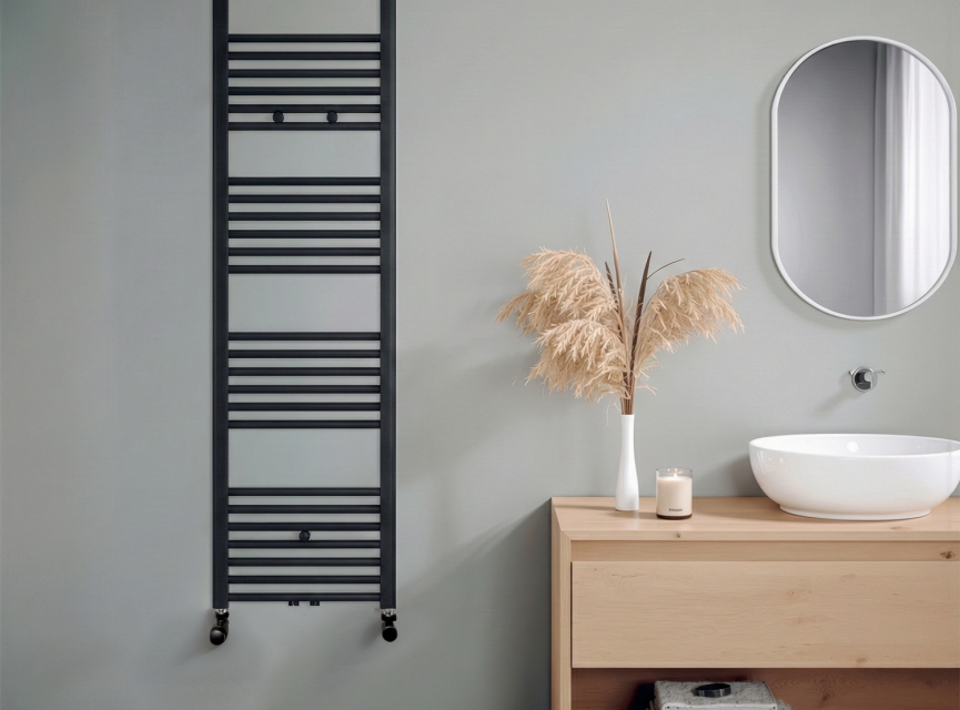 160x40 cm - 740 Watt - Oppio Handdoekradiator - Mat Zwart (Ral 9005)