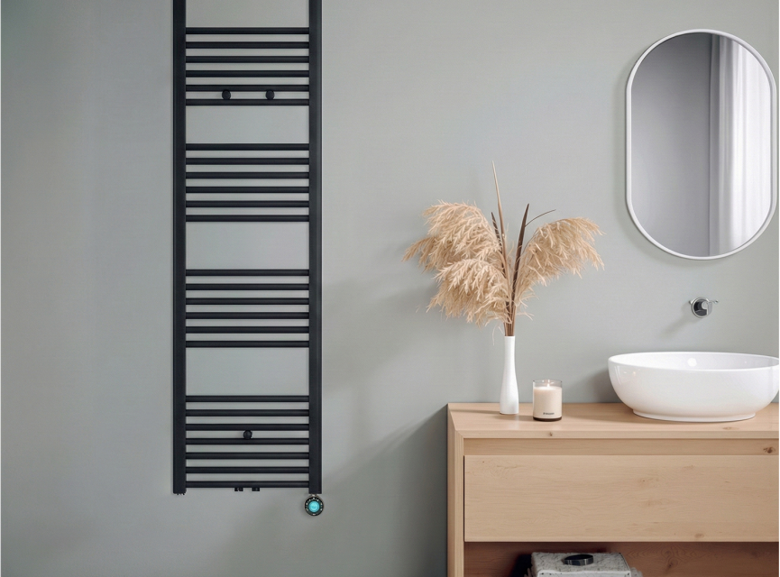 160x40 cm - Oppio ECO Digital Mat Zwart elektrische handdoekradiator (Ral 9005)