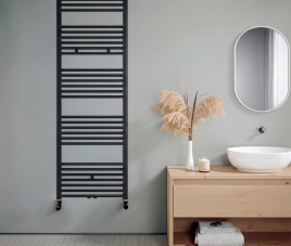 160x60 cm - 1072 Watt - Oppio Handdoekradiator - Mat Zwart (Ral 9005)