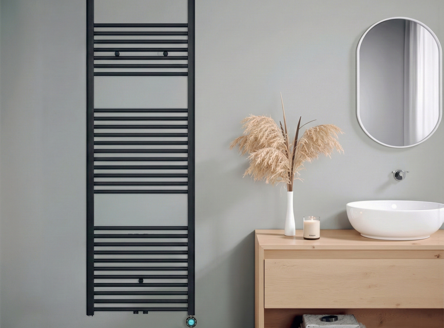 180x60 cm - Oppio Eco Digital WiFi Mat Zwart elektrische handdoekradiator (Ral 9005)