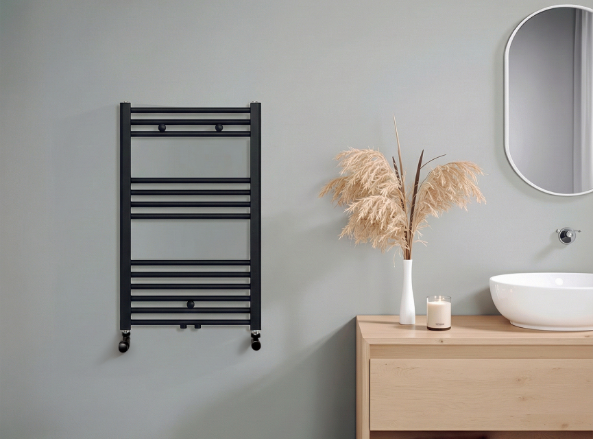 80x50 cm - 464 Watt - Oppio Handdoekradiator - Mat Zwart (Ral 9005)
