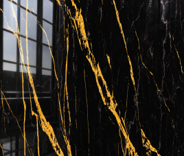 Oppio €67 PER PANEEL - PVC Wandpaneel Ceasar Black / Zwart Goud Hoogglans - 120x280x0,3 cm