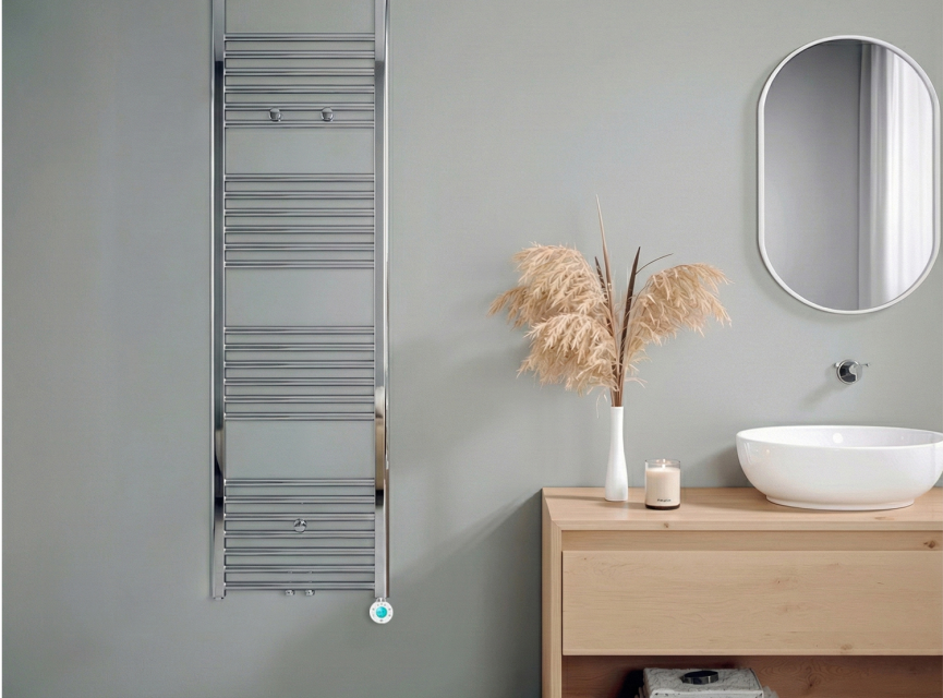 160x40 cm - Oppio ECO Digital Chroom elektrische handdoekradiator