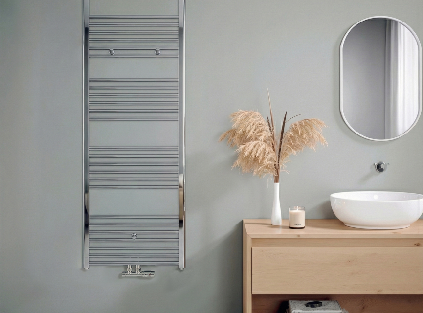 160x60 cm - 1072 Watt - Oppio Handdoekradiator - Rvs look