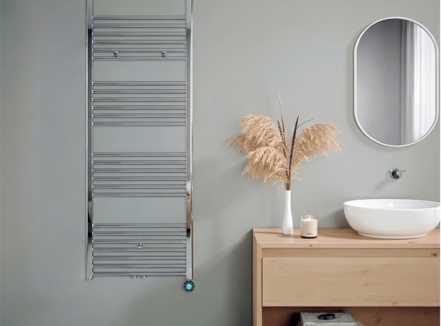 160x60 cm - Oppio ECO Digital Chroom elektrische handdoekradiator