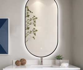 ELLIPS - 40x75 CM ( ZWART ) Toilet / Badkamerspiegel met verlichting