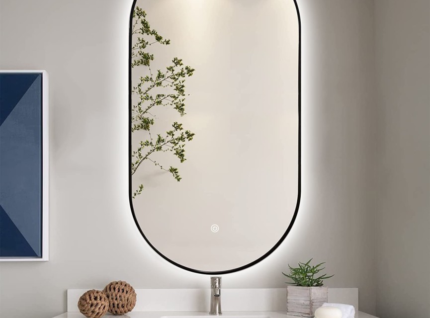 ELLIPS - 40x75 CM ( ZWART ) Toilet / Badkamerspiegel met verlichting
