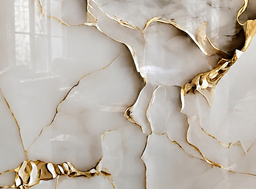 Oppio €67 PER PANEEL - 120x280x0,3 cm - PVC Wandpaneel Fantasy Gold - Hoogglans