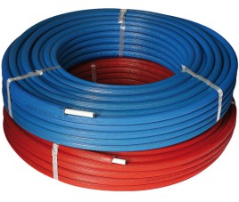 Gekoppelde iso- meerlagenbuis 16x2 mm 50 mtr (rood/blauw)