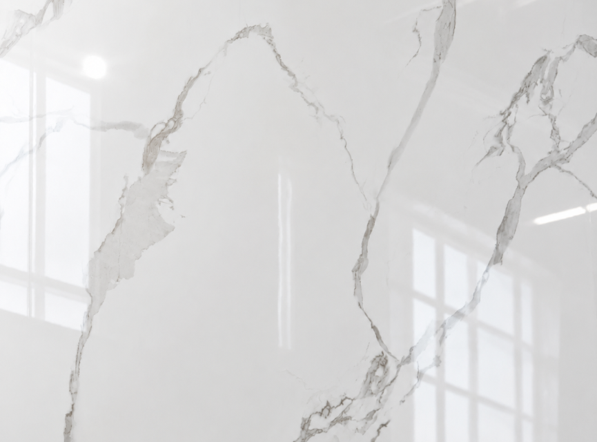 €49 PER PANEEL - 120x280x0,3 cm - PVC Wandpaneel Calacatta Marmer Wit / Grijs Hoogglans