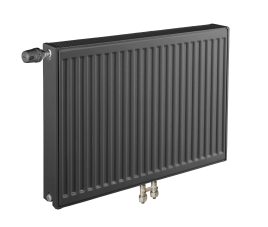 50x160 cm Type 22 - 2985 Watt - ECA Paneelradiator Compact 8 geribbelde voorzijde - Mat Zwart (Ral 9005)