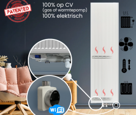 200x60 cm Type 22 - 3739 Watt - Duo Hybride Verticale radiator met Wifi functie - gegroefde voorzijde - Wit (Ral 9016)
