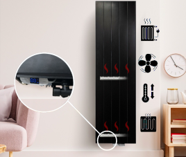 160x40 cm Type 22 - 2093 Watt - ECA Hybride Verticale radiator gegroefde voorzijde - Mat Zwart (Ral 9005)