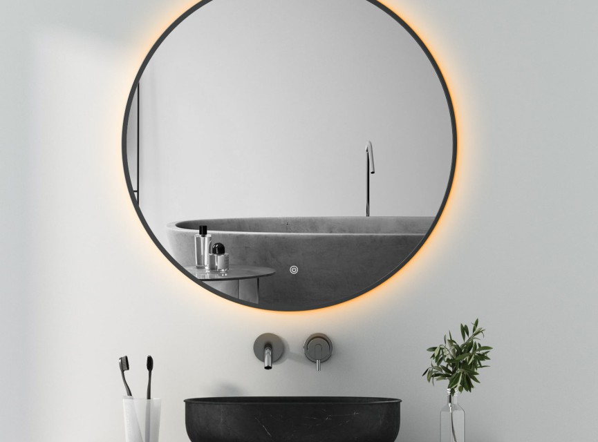 LUNA - 100 CM ( ZWART ) Badkamerspiegel met verlichting