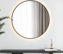 LUNA - 80 CM ( ZWART ) Badkamerspiegel met verlichting