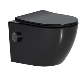 Oppio Aura Randloos Douche-WC Mat Zwart – Inclusief Softclose Bril & Ingebouwde Mengkraan